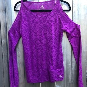 MPG purple open-shoulder long sleeve top